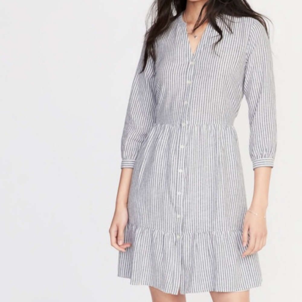 Old Navy Striped Button Up Midi Dress S
